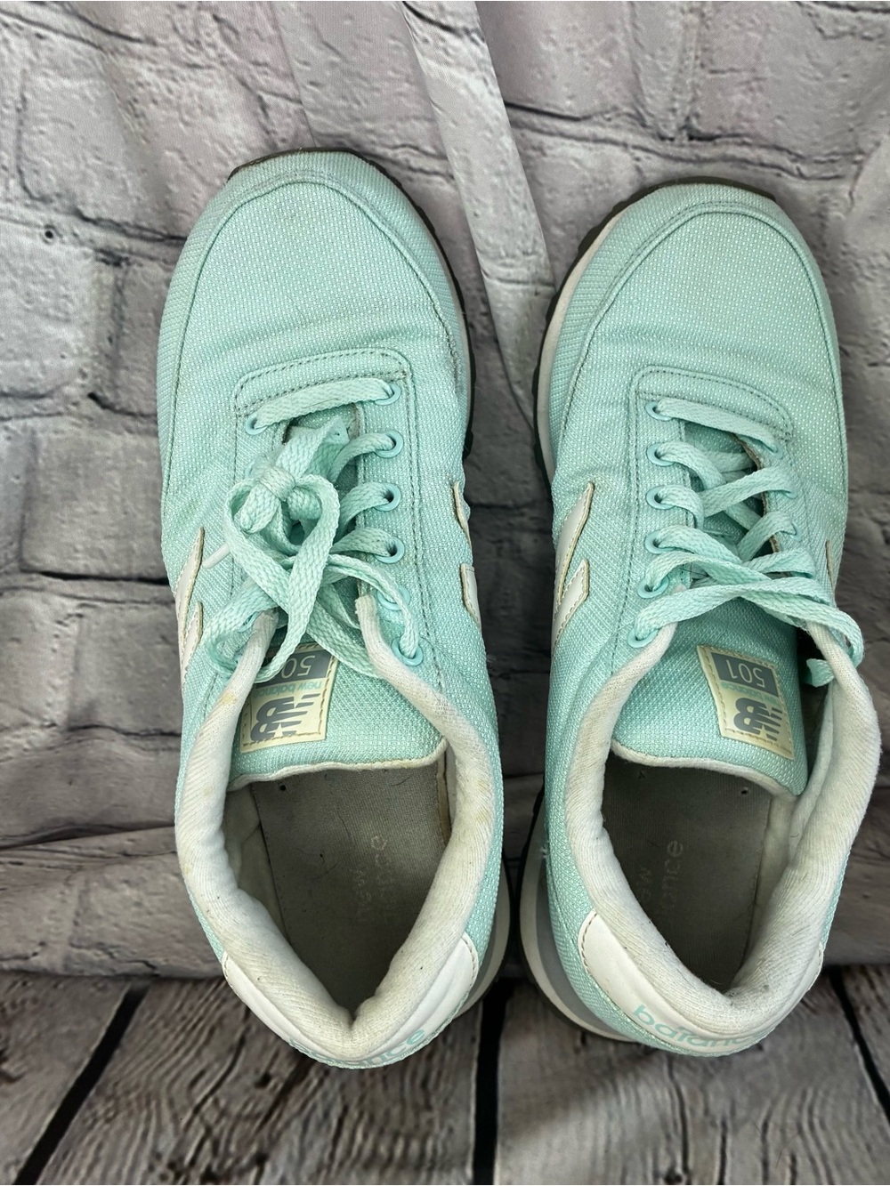 New Balance 501 Retro Low Top Lifestyle Running Fashion Sneakers Aqua Mint Sz 9 - Picture 9 of 13